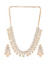 Gold Dual Toned C Zircon Studded Statement Geometric Partywear Necklace Jewellery Set