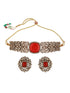 Gold Toned Ruby Red Mossanite Kundan Statement Choker Jewellery Set