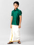 Ramraj Cotton Boys Silk Cotton Dark Green Half Sleeves Shirt K9