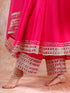 Pomcha Jaipur Adaa Pink Rose Cotton Anarkali Set With Soft Net Dupatta