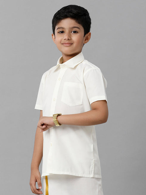 Ramraj Cotton Boy Cream Half Sleeves Shirt