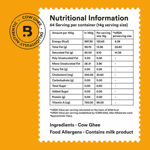 Barosi Cultured Cow Ghee 1 Ltr