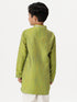 Ramraj Cotton Boys Emerald Full Sleeves Parrot Green Kurta