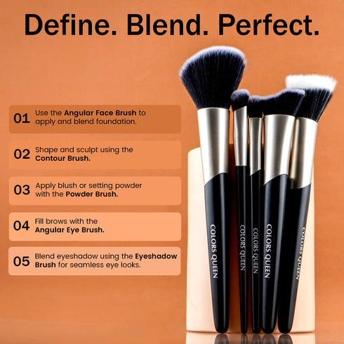 Colors Queen Pro Beauty Essentials 5 pc Brush Set