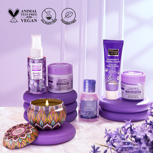 Bryan & Candy Lavender & Vanilla Cream Bath Tub Essentials