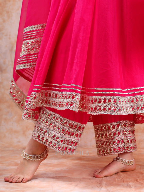 Pomcha Jaipur Dil Kash Hot Pink Anarkali Set