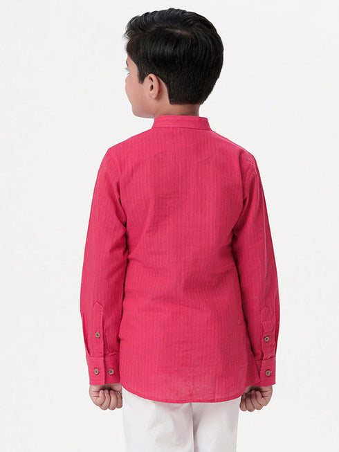 Ramraj Cotton Boys Breeze Cotton Full Sleeves Dark Pink Kurta