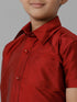 Ramraj Cotton Boys Silk Cotton Maroon Half Sleeves Shirt K7