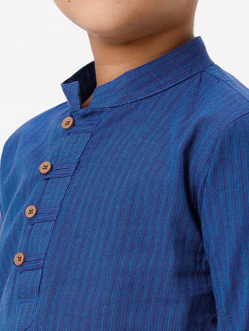 Ramraj Cotton Boys Breeze Cotton Full Sleeves Navy Kurta