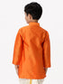 Ramraj Cotton Boys Full Sleeves Orange Shiny Kurta K2