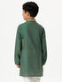 Ramraj Cotton Boys Emerald Full Sleeves Dark Green Kurta
