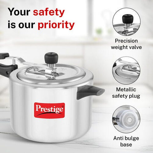 Prestige Nakshatra Plus Svachh Aluminium Spillage Control Pressure Cooker 5 L Silver