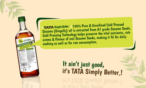 Tata Simply Better Sesame (Gingelly) Oil 1L | 100% Pure | Unrefined & Cold-pressed | Hexane-Free