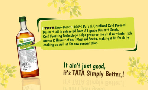 Tata Simply Better Mustard Oil 1L | 100% Pure | Unrefined & Cold-pressed | Hexane-Free