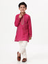 Ramraj Cotton Boys Emerald Full Sleeves Dark Pink Kurta