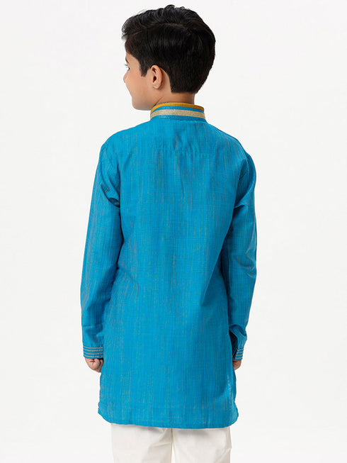 Ramraj Cotton Boys Emerald Full Sleeves Sky Blue Kurta