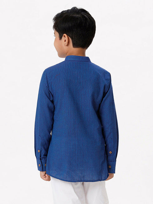 Ramraj Cotton Boys Breeze Cotton Full Sleeves Navy Kurta