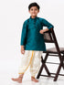 Ramraj Cotton Boys Full Sleeves Dark Green Shiny Kurta K3
