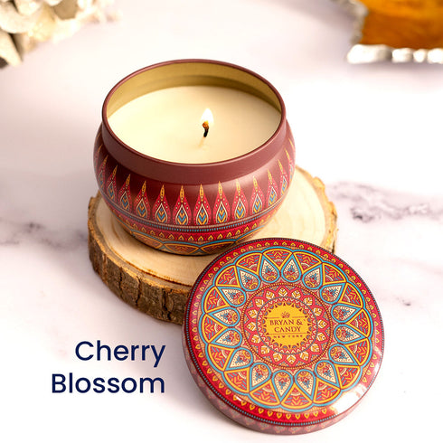 Bryan & Candy Cherry Blossom Vintage Sandalwood Neroli & Honey comb Lavender & Chamomile Candle 100 GM Pack of 4