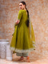 Pomcha Jaipur Dil Kash Mehendi Green Anarkali Set