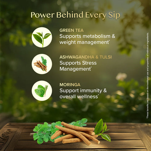 Vahdam Ashwagandha+ Moringa Tulsi Green Tea 18 TB