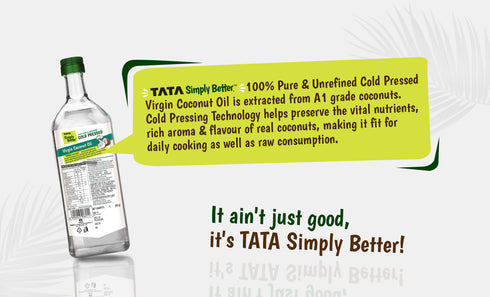 Tata Simply Better Virgin Coconut Oil 1L | 100% Pure | Unrefined & Cold-pressed | Hexane-Free