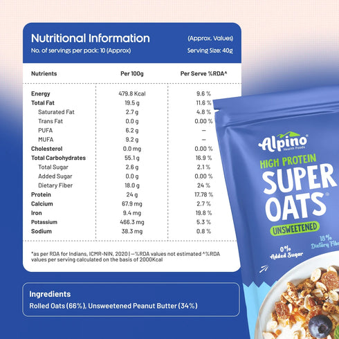 Alpino High Protein Super Rolled Oats Unsweetened