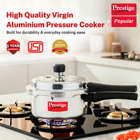 Prestige Popular Virgin Aluminium Pressure Cooker 2 L Silver