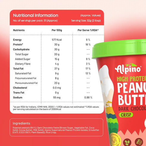 Alpino High Protein Dark Chocolate Peanut Butter Crisp