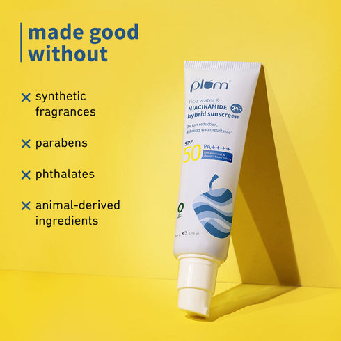 Plum 2% Niacinamide | Rice Water SPF 50 PA+++ Brightening Sunscreen
