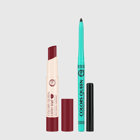 Colors Queen Color Stay Non-Transfer Lipstick and Bold Eyes Auto Kajal Combo