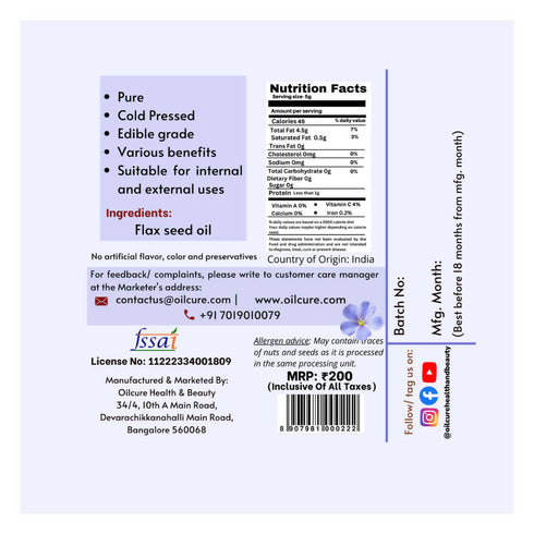Oilcure Flax Seed Oil