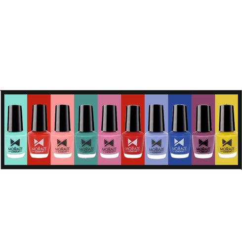 Moraze Cosmetics Nail Polish Chip Resistant Combo Pack of 10