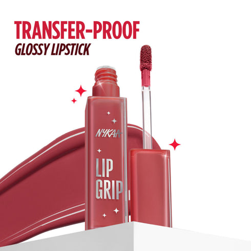 Nykaa Lip Grip No-Transfer Gloss Intense Shine Liquid Lipstick | Grip