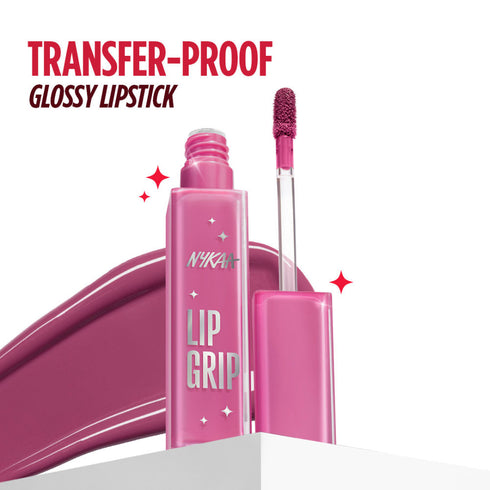 Nykaa Lip Grip No-Transfer Gloss Intense Shine Liquid Lipstick | Tense