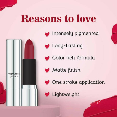 Flicka Tomato Red Matte Finish Lipstick Shade 23