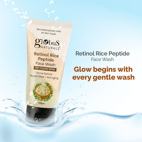 Globus Naturals Retinol Rice Peptide Face Wash