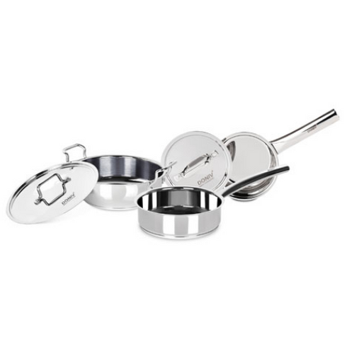 Vinod Doniv 3 Piece Majestic Sandwich Bottom Cookware Set 1 Piece Kadhai with Lid 24 cms 1 Piece Sauce Pan with Lid 14 cms and 1 Piece Fry Pan 20 cms