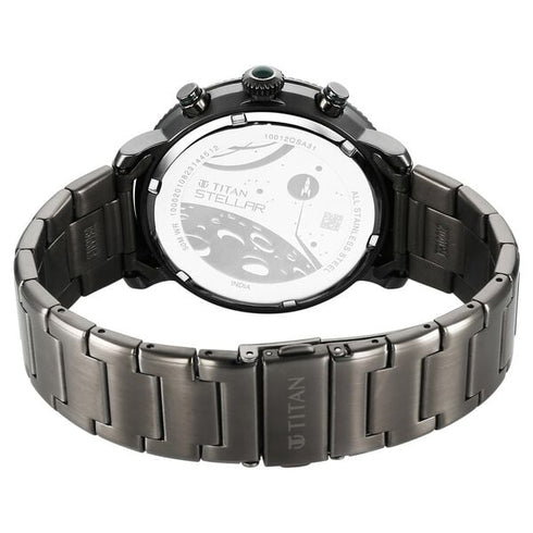 Titan Stellar Quartz Multifunction Green Dial Stainless Steel Strap Watch