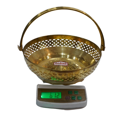 Brass Engraved Pooja Basket