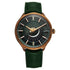 Titan Stellar Analog with Sun Moon Phase and Green Dial Green Leather Strap