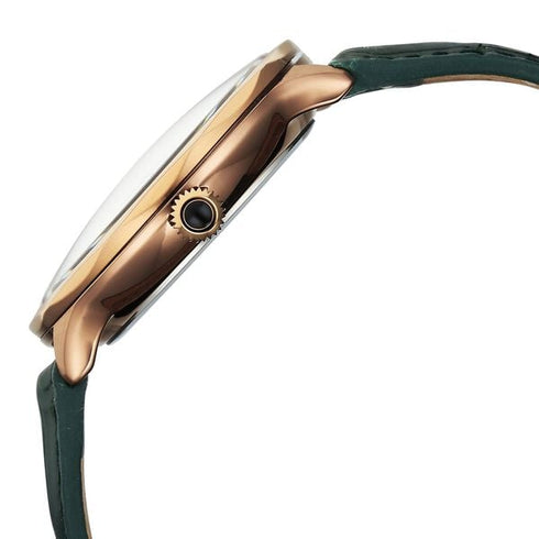 Titan Stellar Analog with Sun Moon Phase and Green Dial Green Leather Strap