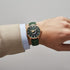 Titan Stellar Analog with Sun Moon Phase and Green Dial Green Leather Strap