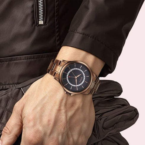 Titan Karishma Quartz Analog with Date Black Dial Stainless Steel Strap Watch For Men