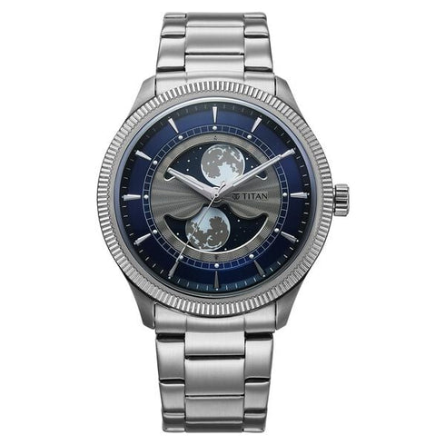 Titan Stellar Analog with Dual Silver Stainless Steel Strap Watch for Men