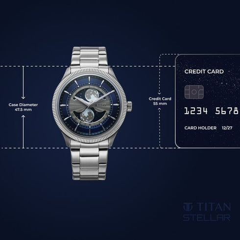 Titan Stellar Analog with Dual Silver Stainless Steel Strap Watch for Men
