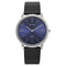 Edge Meister Quartz Analog Blue Dial Black Leather Strap Watch For Men