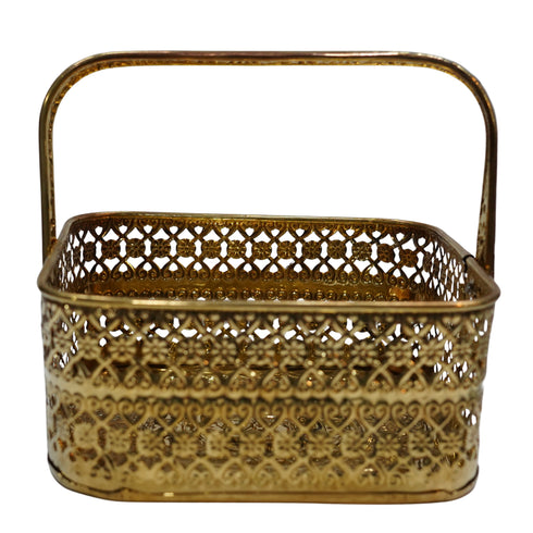 Brass Square Engraved Pooja Basket