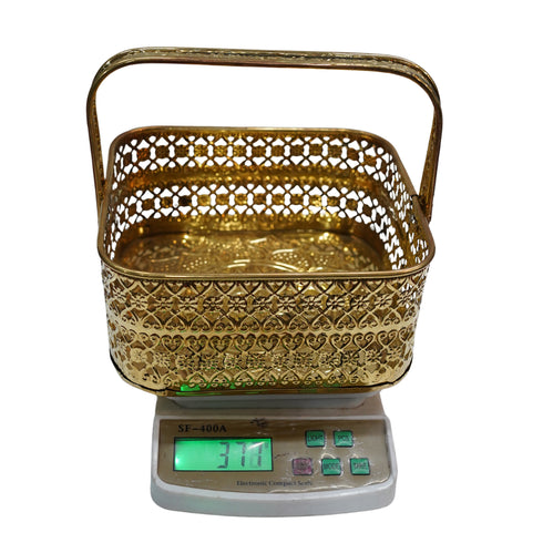 Brass Square Engraved Pooja Basket