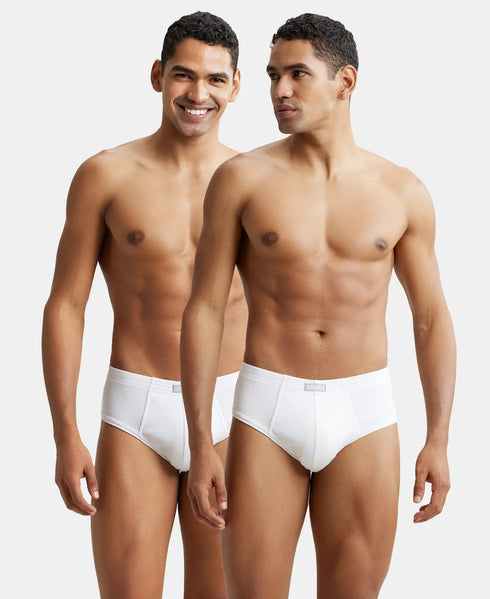 Jockey Cotton Rib Solid Brief with StayFresh Treatment | White | Pack of 2